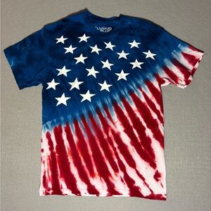 Liquid Blue Stars & Stripes Tie Dye T Shirt Patriotic Mens Medium Red White Blue